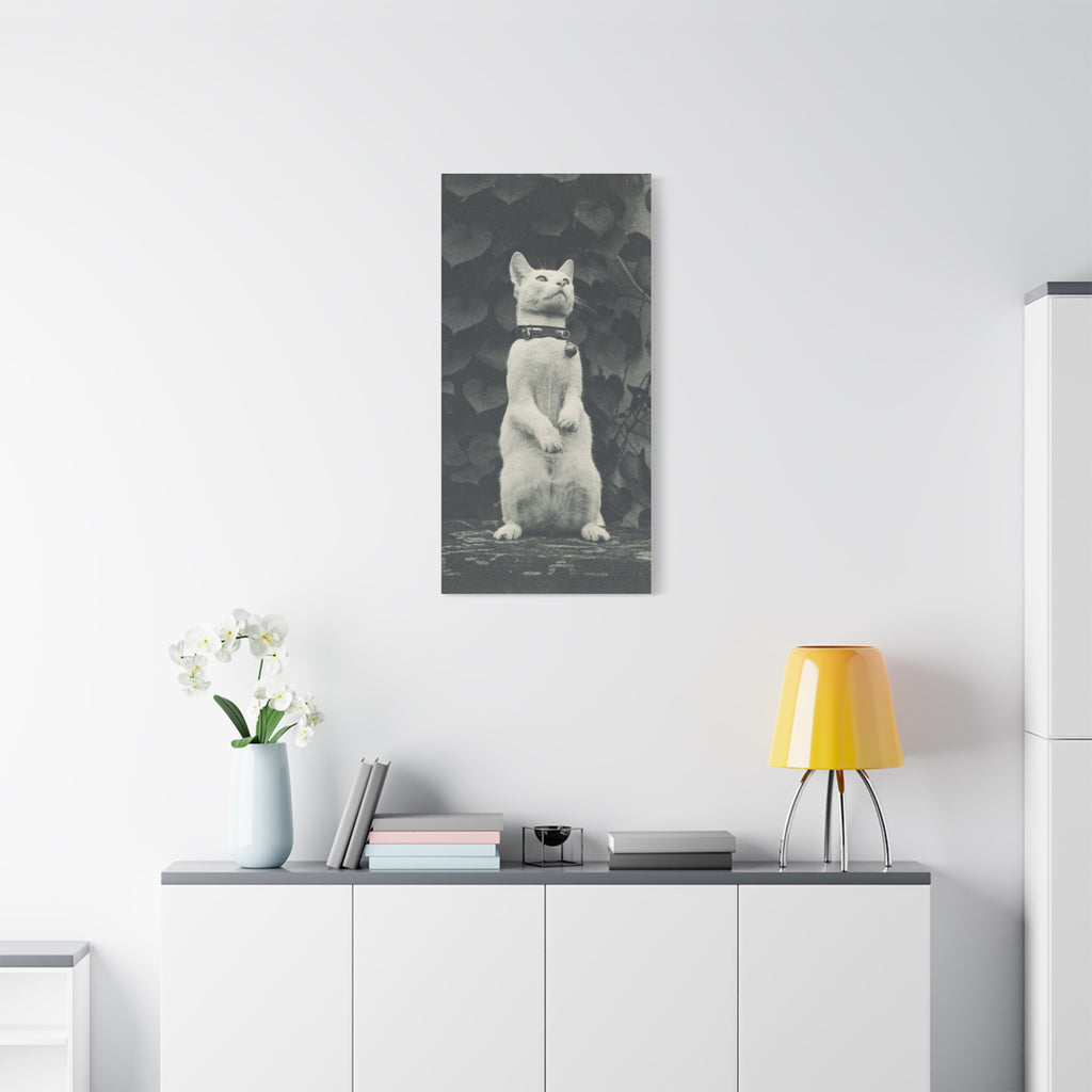 Vintage Standing Cat Matte Canvas Print — Stretched Wall Art