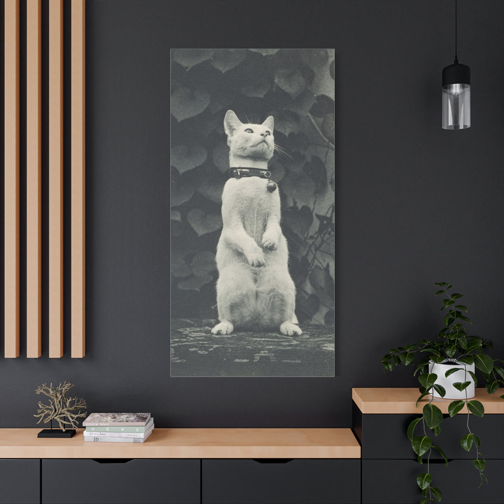 Vintage Standing Cat Matte Canvas Print — Stretched Wall Art